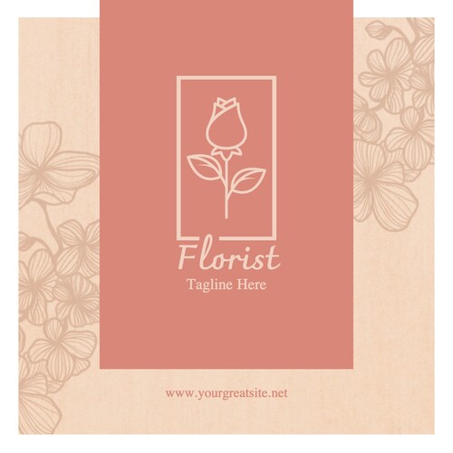 Peach Fuzz Square Florist Business Card