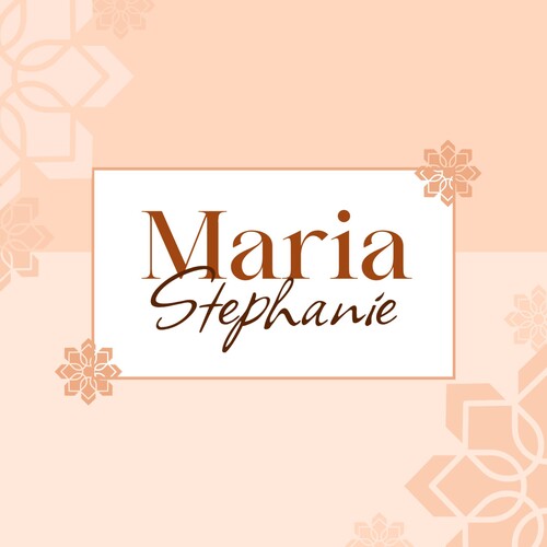 Clean Peach Geometric Feminine Square Name Card