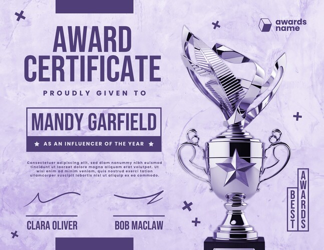 Influencer Award Certificate Template