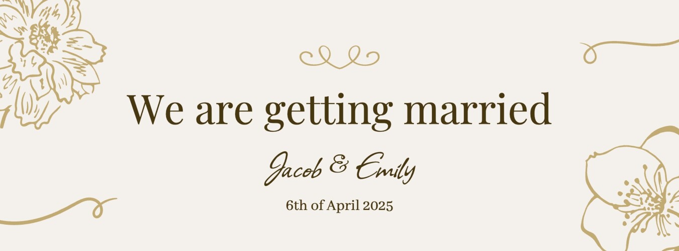 Beige Elegant Wedding Announcement Facebook Cover