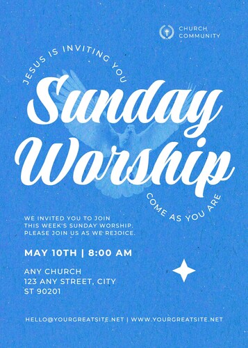 Minimalist Church Sunday Worship Invitation Card Template