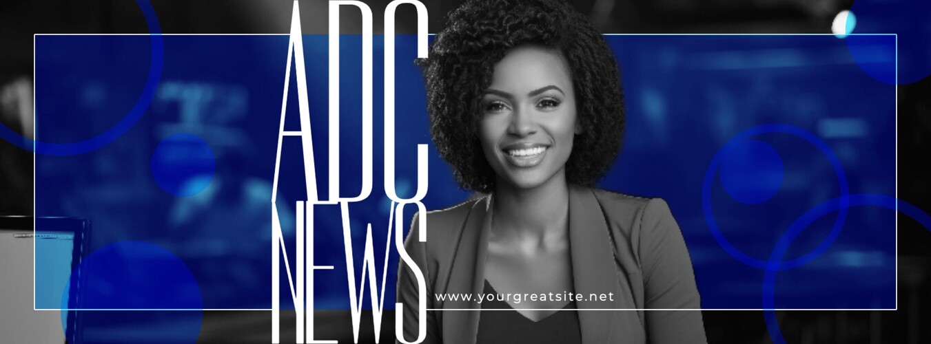 ADC News Agency with Woman Anchor Reporting News for Facebook Cover Template