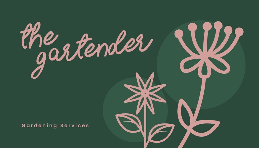Green Pink Gardener Business Cards Horizontal Version Template