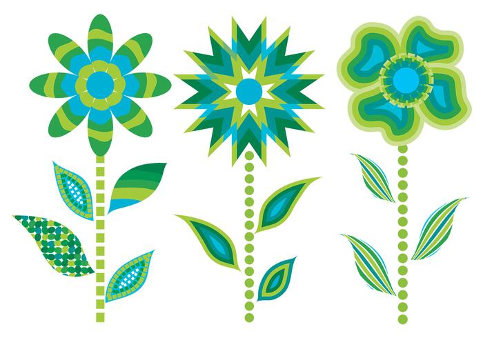 3 Green Abstract Flower Vectors 3 Green Abstract Flower Vectors