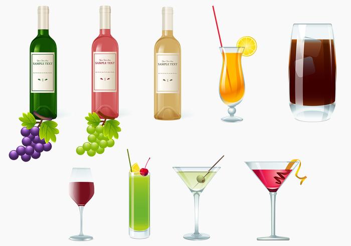 Drinks, Wine, and Cocktails Vector Pack Drinks, Wine, and Cocktails Vector Pack