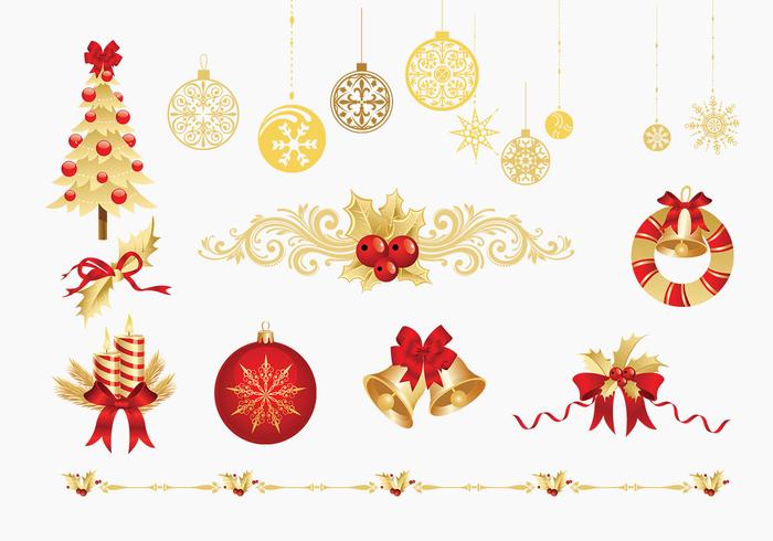 Golden Christmas Vector Elements Pack Golden Christmas Vector Elements Pack