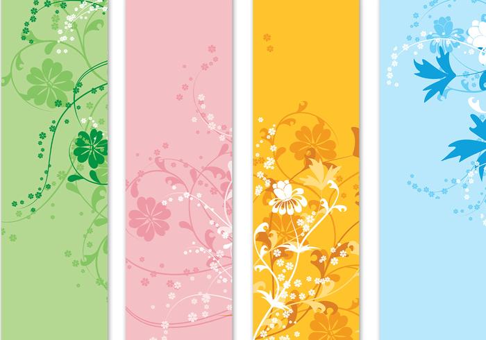 Four Floral Banner Vector Pack Four Floral Banner Vector Pack