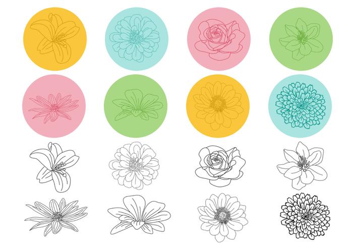 Outlined Floral Vector Pack Outlined Floral Vector Pack