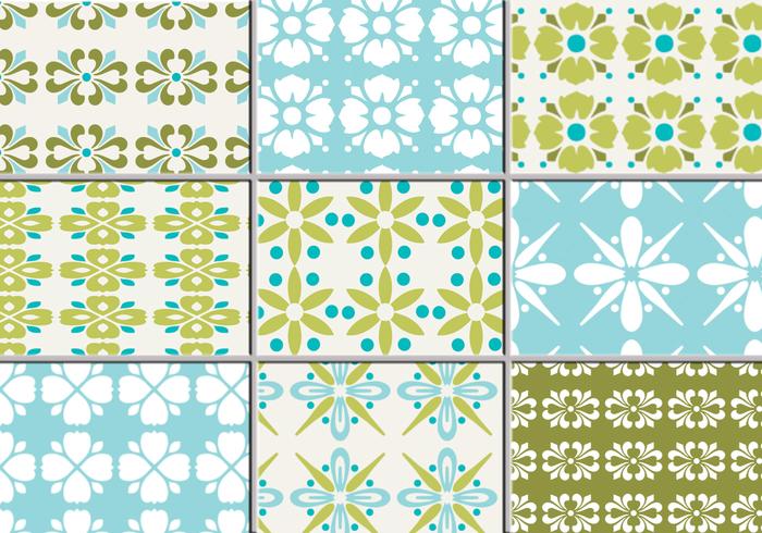 Nine Retro Floral Vector Patterns Nine Retro Floral Vector Patterns