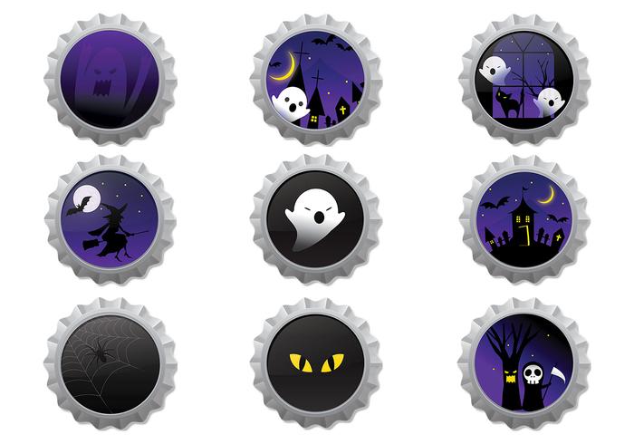 Halloween Bottle Caps Vector Pack Halloween Bottle Caps Vector Pack