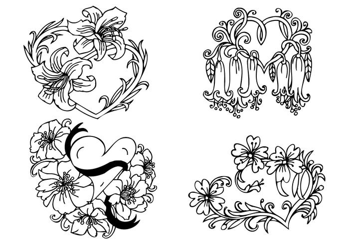 Floral Heart Vector Pack Floral Heart Vector Pack