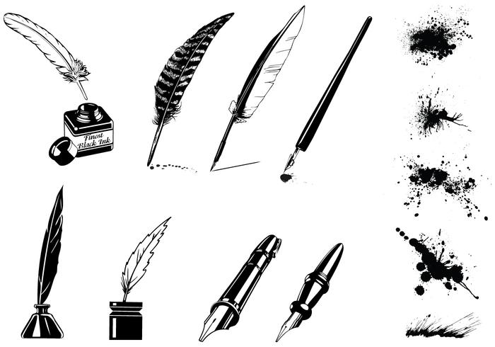 Vintage Ink Pen Vector and Splatter Vector Pack Vintage Ink Pen Vector and Splatter Vector Pack