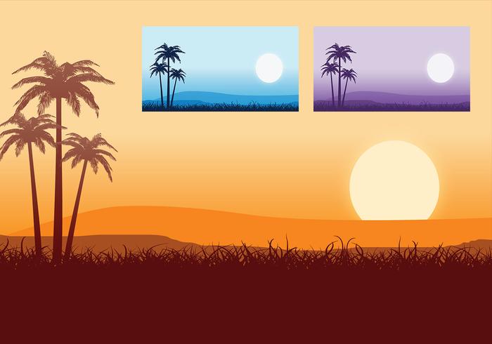 Tropical Sunset Vector Wallpaper Tropical Sunset Vector Wallpaper