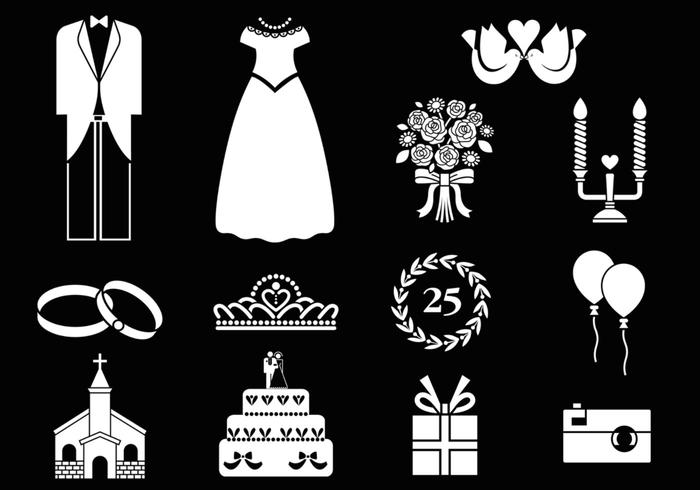 Black and White Wedding Vector Elements Black and White Wedding Vector Elements