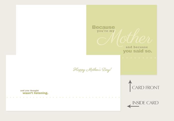 "Because You're My Mother" Mother's Day Card Vector Template "Because You're My Mother" Mother's Day Card Vector Template