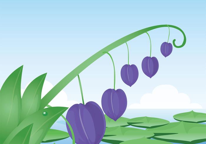 Purple Flower and Lotus Leaves Vector Wallpaper Purple Flower and Lotus Leaves Vector Wallpaper