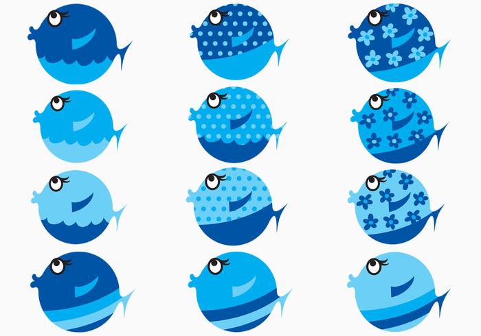 Blue Cartoon Fish Vector Pack Blue Cartoon Fish Vector Pack