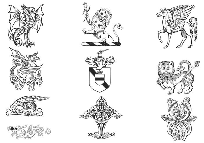 Hand Drawn Heraldry Vector Pack Hand Drawn Heraldry Vector Pack