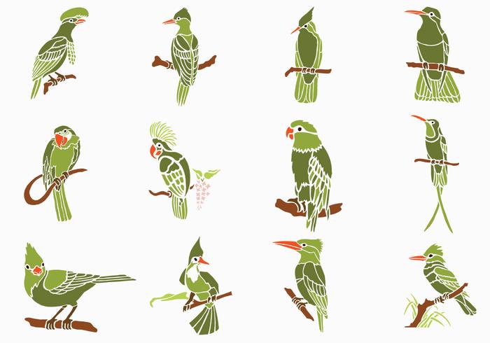 Green Birds Vector Pack Green Birds Vector Pack