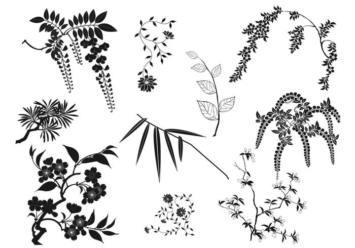 Oriental Branches and Leaves Vector Pack Oriental Branches and Leaves Vector Pack