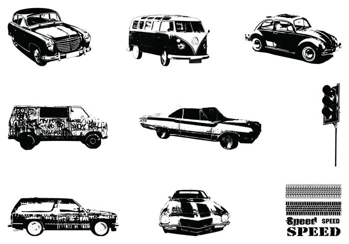 Grungy Vintage Car Vector Pack Grungy Vintage Car Vector Pack