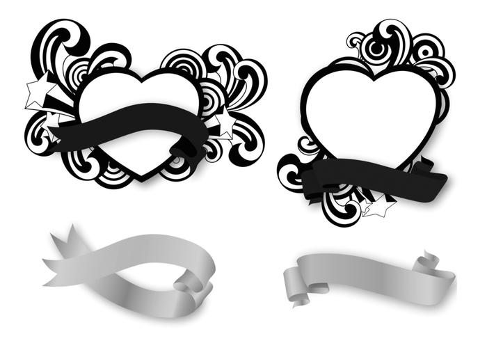 Modern Swirly Heart Banner Vector Pack Modern Swirly Heart Banner Vector Pack