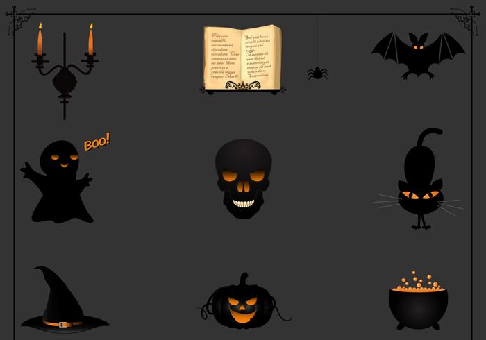 Black Halloween Icon Vector Pack Black Halloween Icon Vector Pack