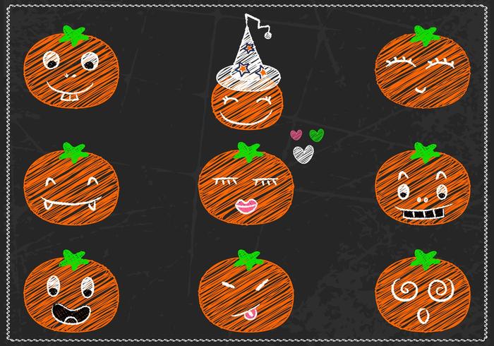 Chalk Drawn Jack-o-lantern Vector Pack Chalk Drawn Jack-o-lantern Vector Pack