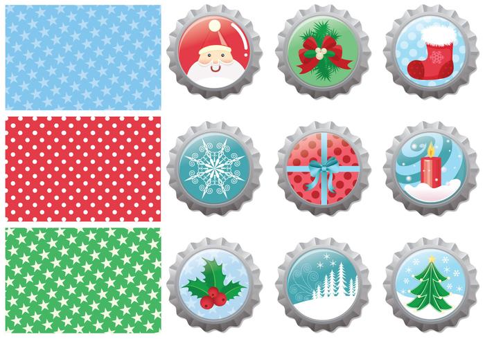 Christmas Bottle Cap Vector Pack Christmas Bottle Cap Vector Pack