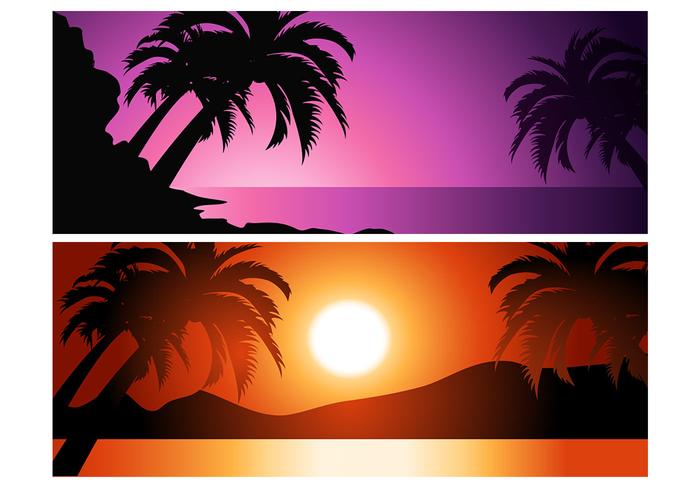Tropical Sunset Vector Background Pack Tropical Sunset Vector Background Pack