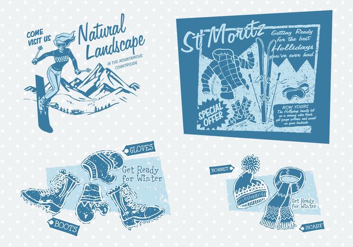 Vintage Winter Advertising Vector Pack Vintage Winter Advertising Vector Pack