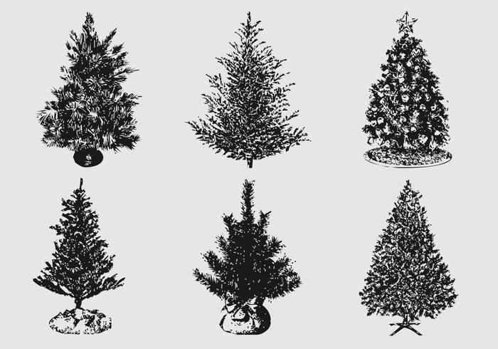Silhouetted Christmas Tree Vector Pack Silhouetted Christmas Tree Vector Pack