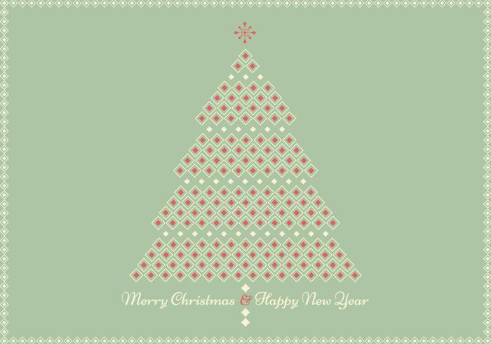 Retro Geometric Christmas Tree Greeting Card Vector Retro Geometric Christmas Tree Greeting Card Vector