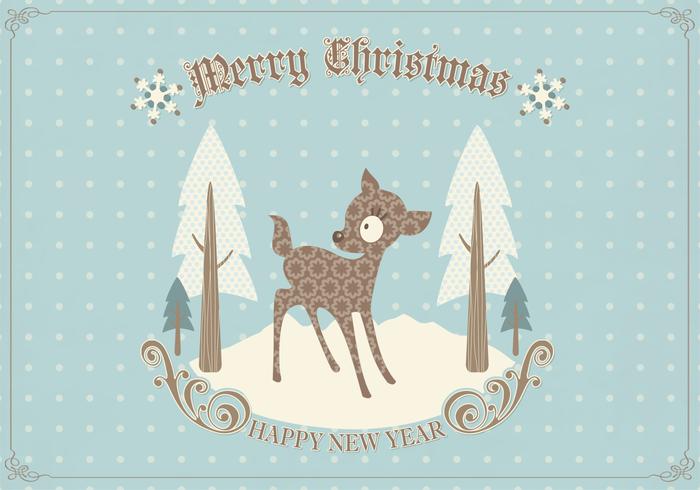 Retro Deer Christmas Card Vector Retro Deer Christmas Card Vector