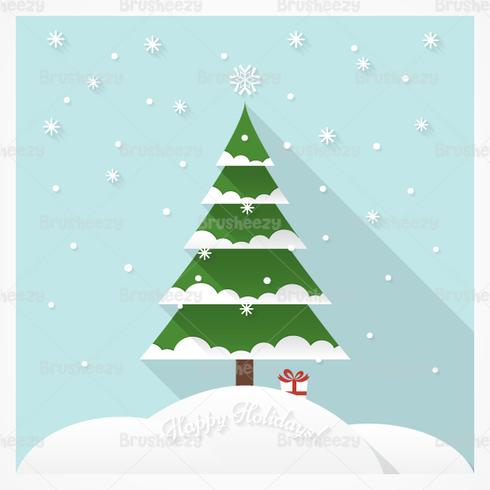 Snow Covered Christmas Tree Vector Background Snow Covered Christmas Tree Vector Background