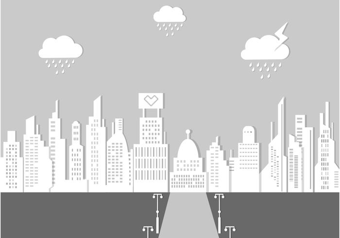 Rainy City Landscape Vector Background Rainy City Landscape Vector Background