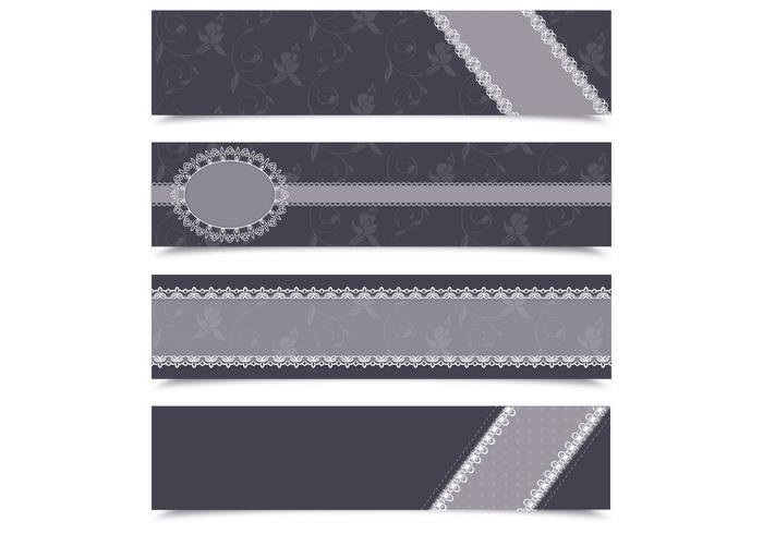 Charcoal Lace Banner Vector Pack Charcoal Lace Banner Vector Pack