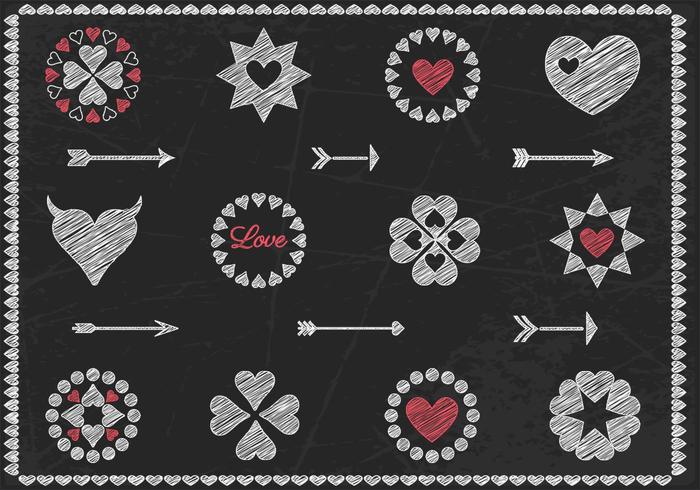 Chalk Drawn Heart Vector and Arrow Vector Pack Chalk Drawn Heart Vector and Arrow Vector Pack