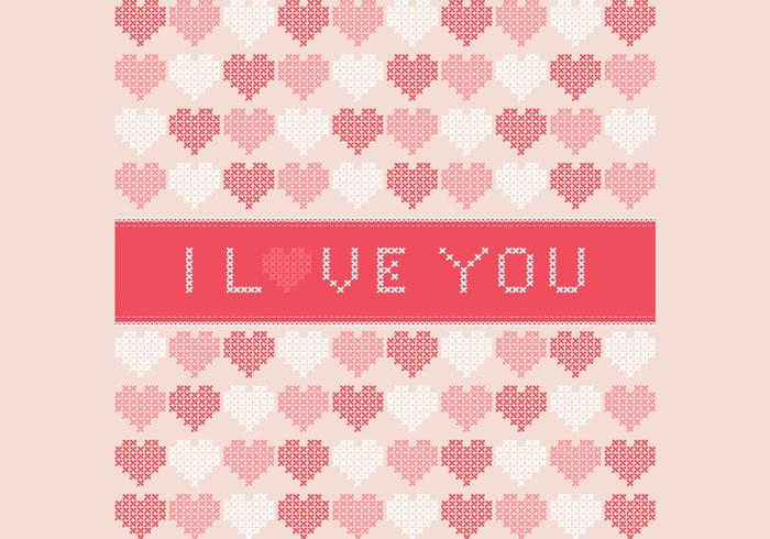 Cross Stitched I Love You Vector Background Cross Stitched I Love You Vector Background