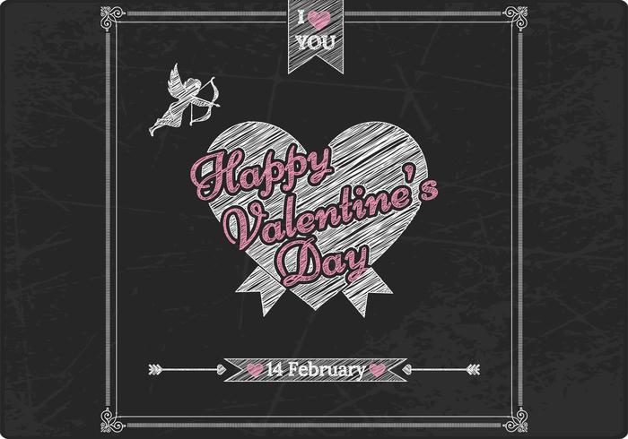 Chalk Drawn Valentine's Day Vector Background Chalk Drawn Valentine's Day Vector Background
