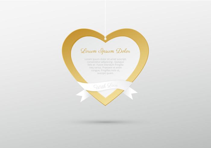 Hanging Golden Heart Vector Background Hanging Golden Heart Vector Background