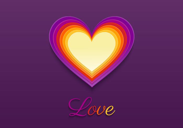 Bright Layered Heart Vector Background Bright Layered Heart Vector Background