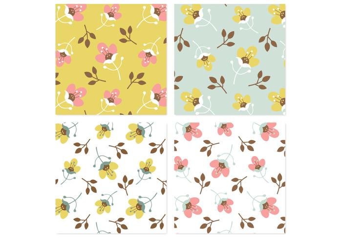 Retro Blossom Background Vector Pack Retro Blossom Background Vector Pack