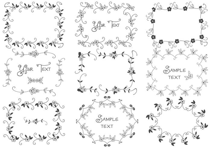 Hand Drawn Floral Frame Vectors Pack Hand Drawn Floral Frame Vectors Pack
