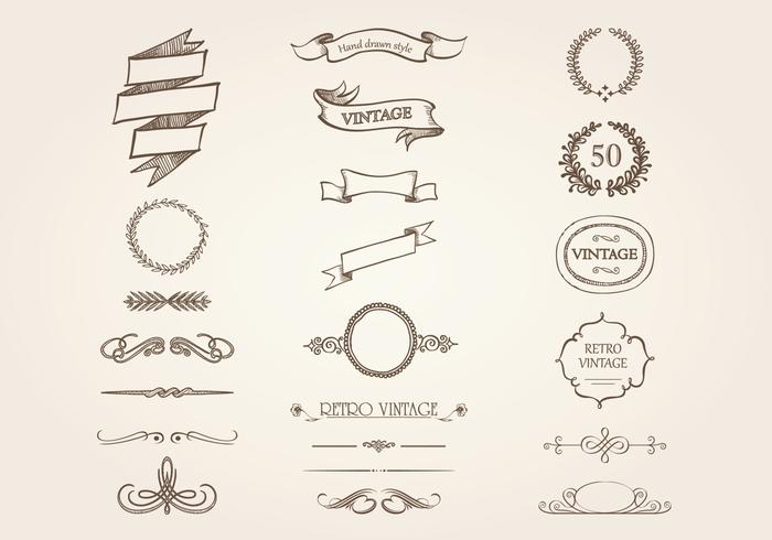 Hand Getrokken Vintage Ornament Vector Pack Hand Getrokken Vintage Ornament Vector Pack