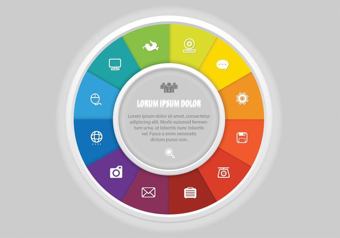 Colorful Wheel Vector with Icons Colorful Wheel Vector with Icons