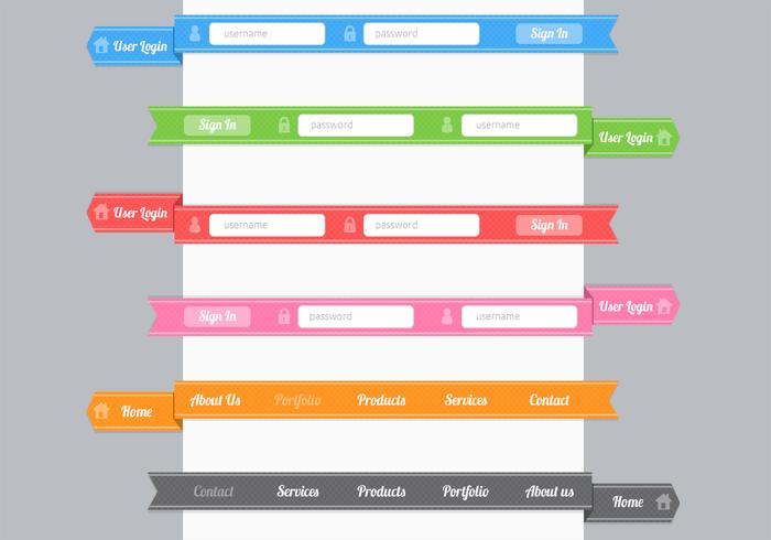 Modern Ribbon Navigation Form Menu Vector Pack Modern Ribbon Navigation Form Menu Vector Pack