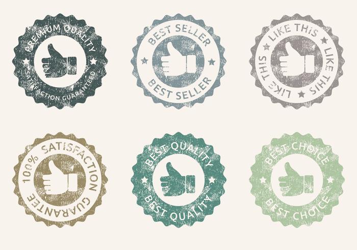 Grunge Thumbs Up Badges Vector Set Grunge Thumbs Up Badges Vector Set