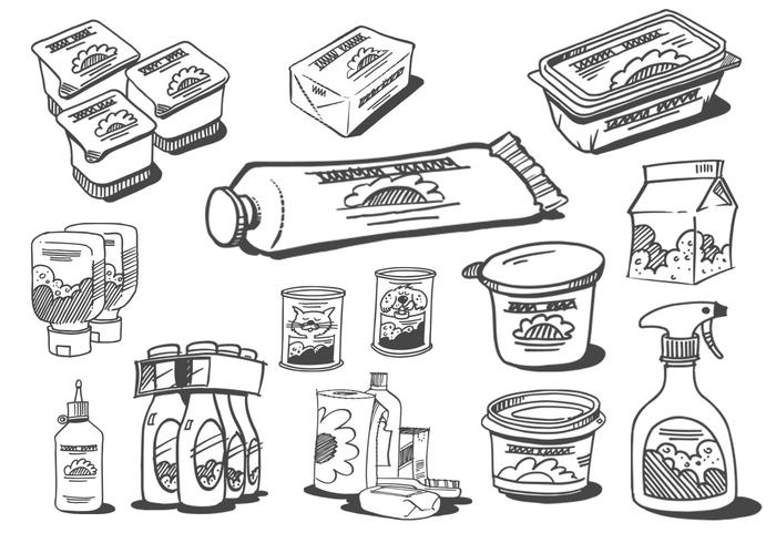 Sketched Food Products Vectors Sketched Food Products Vectors