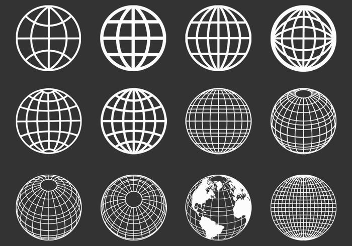 Outlined Globes Spheres Vector Set Outlined Globes Spheres Vector Set
